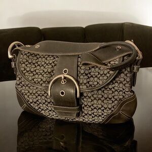 Vintage Coach Signature Brown Soho Flap Shoulder Bag - Great Condition